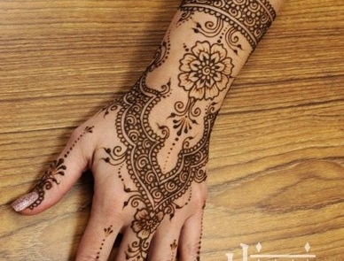 Bridal Henna_Design - Light Indian Arabic Fusion - Modern Flowers with Intricate Fill