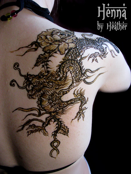 Best Dragon Henna Design with Rose