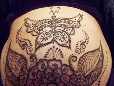 Henna Belly Butterfly Design