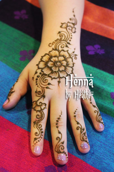 Simple Henna Flower and Swirls