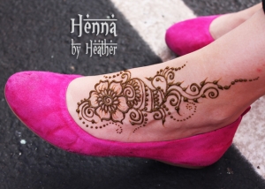 Henna Peacock and Flower Foot Design