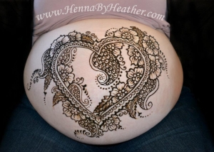 Pregnant Belly Henna - Heart Design