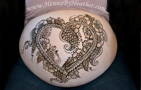 Pregnant Belly Henna - Heart Design