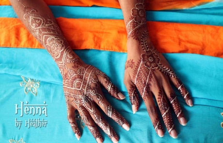 Rani's bold hand henna with gilding - Henna by Heather