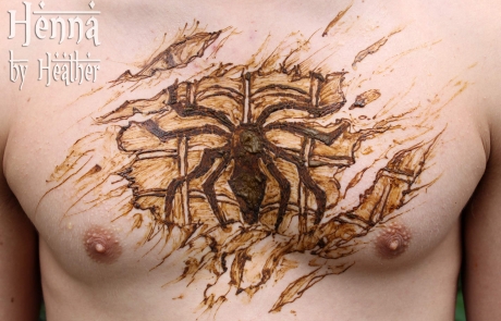 Spiderman Henna Chest Tattoo - Henna by Heather