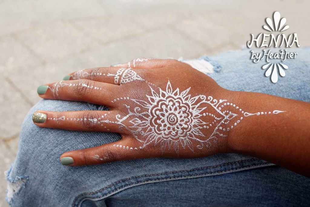 Cute "White Henna" Hand Design - HennaByHeather.com