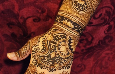 Indian Bridal Mehndi with Lotuses, paisley, and peacocks - www.HennaByHeather.com