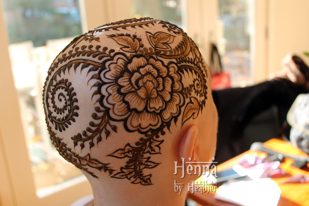 Henna Crown with Bold, Beautiful Botanical Flower and Leaf Motif - HennaByHeather