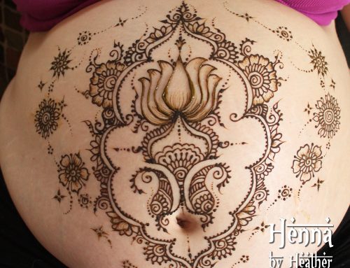 Pregnant Belly Henna with Lotus and Mandalas for Marlana