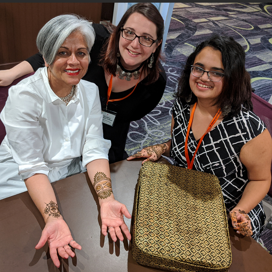 Alka Joshi, Henna Artist Heather Caunt-Nulton of Providence Rhode Island, and Mrunal of California