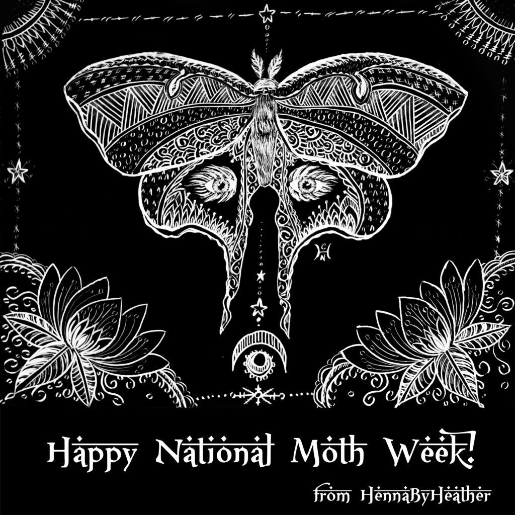 National Moth Week Art - Black and White Luna Moth Design